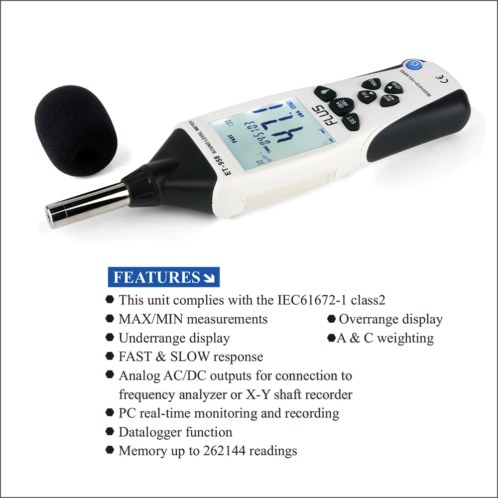 FLUS Sound Level Meters Datalogger Digital Professional Sound Level Meter Sonometros Noise Audio Level 30-130dB Decibels Meter 5
