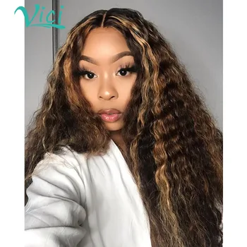

360 Lace Frontal Wig Mongolian Afro Kinky Curly Wig Ombre Blonde Human Hair Wig Colored Human Hair Wigs 180% For Black Women