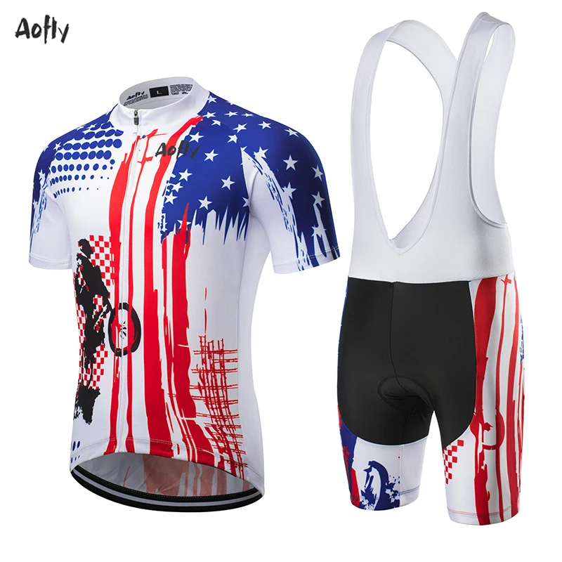 

cycling clothing set ciclismo Tops Short sleeve non-slip mtb abbigliamento American flag style personalized road car background