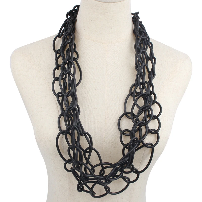 Necklace Woman Black Rubber Statement Necklace Black Black Fashion