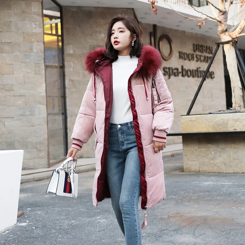 

Winter Parka Warm Coat Women Plus Size 3XL Long Manteau Femme Hiver 2020 Fur Hooded Oversized Solid Thick Cotton Casual Parkas