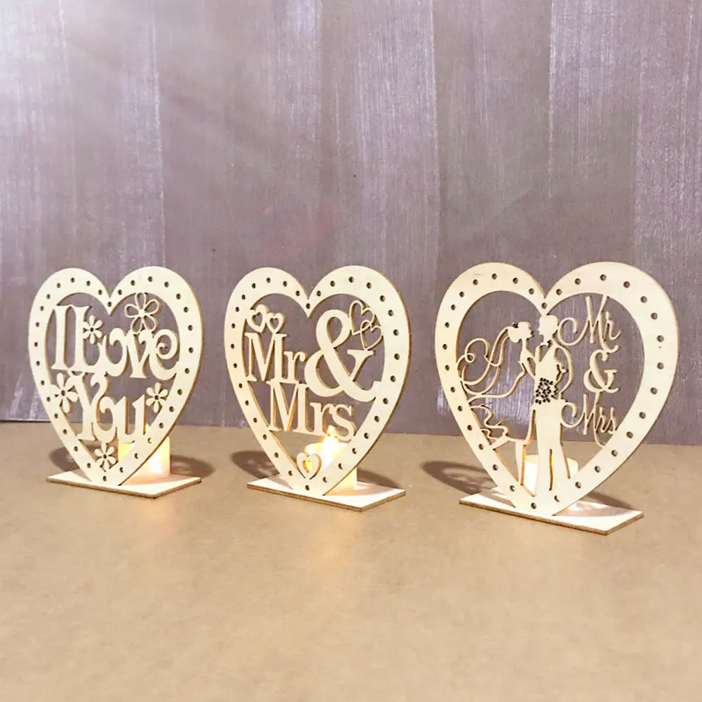 Деревянные вечерние Oranment Love Heart Mr& Mrs в форме пары DIY светодиодный светильник, настольный орнамент, Ночной светильник, праздничный свадебный домашний декор