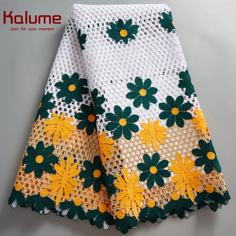 

Kalume African Guipure Lace Fabric Sew Cloth Flower Nigerian French Guipure Cord Lace Fabric High Quality For Party Dress H2658