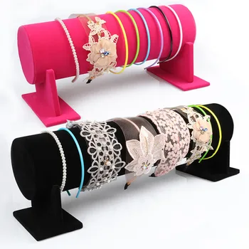 

2pcs Portable Velvet Bracelet Bangle Necklace Display Stand Holder Watch Jewelry Organizer T-Bar Rack Hairband Display Showcase