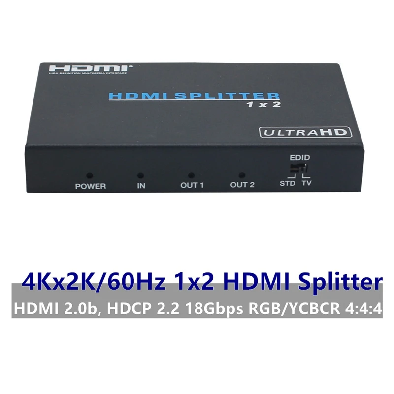 1X2 HDMI2.0B сплит-адаптер 4 K/60Hz 3D HDR 1080P HDMI на 2 разъема EDID управления для DVD PS3 CCTV EU Plug