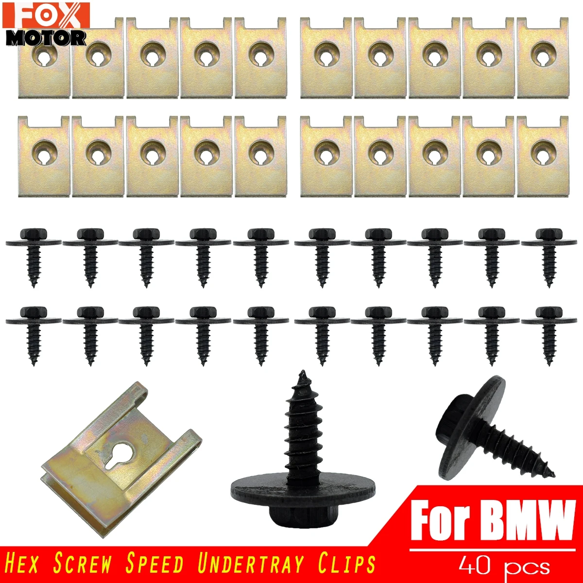 40pcs Chassis Engine Guard Metal Nut/Screw Washers U-shape Clip Car Fender Bumper Cross Head Screws For BMW E46 E92 E90 F10 | Автомобили и