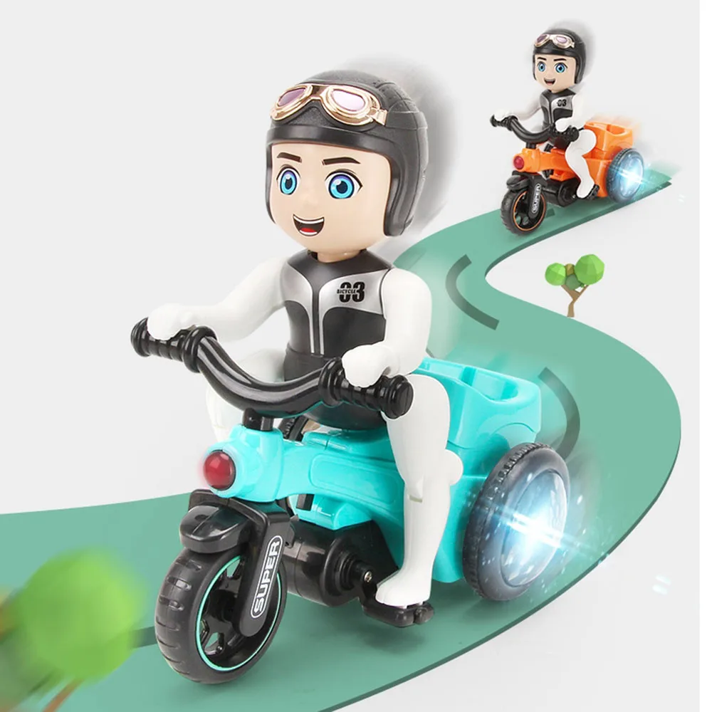 

Children's Toy Rotating Vehicles Electric Kids Rotate Stunt Dynamic LED Light Up Tricycle Model Toys Rotating Christmas Gift Fo