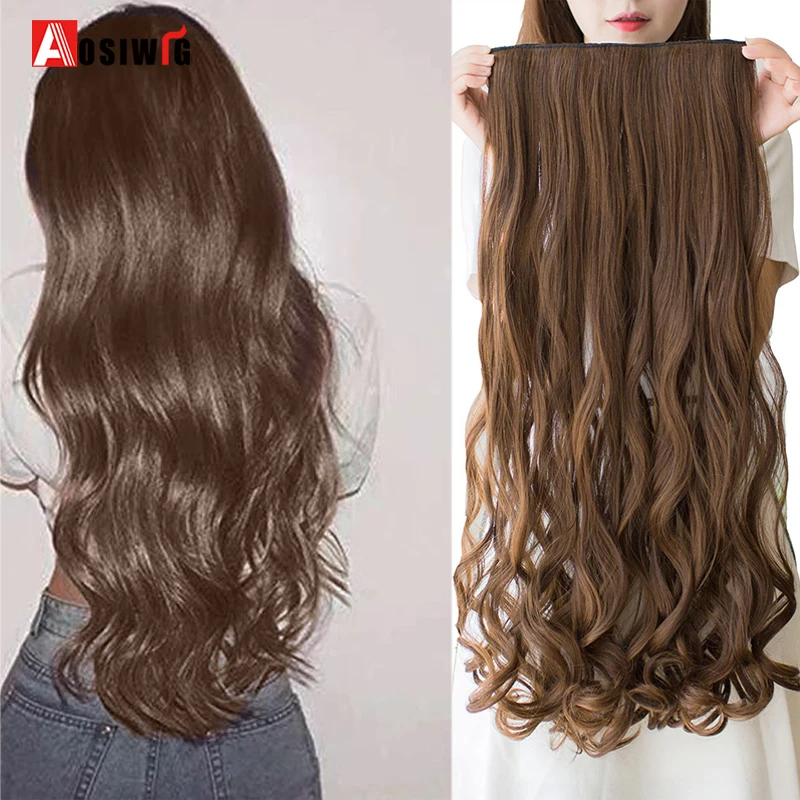 Good Buy Hair-Extensions Hairpieces Wavy Heat-Resistant Women Brown Clips-In Black Long Synthetic aVjWO8eyO