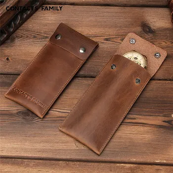 

Handmade Leather Watch Pouch for Apple Watch Travel Storage Case Universal Flip Protective Bag Waterproof Housing Shell Case