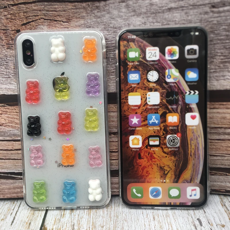Кэсин чехол для iPhone 11 Pro XS MAX XR X 7 8 6S плюс милые 3D Gummy медведя конфеты huawei Mate30 P20 P30 Mate20