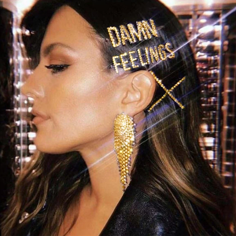 

2020 Shining Letters Hairpins Crystal Metal Geometric Shiny Rhinestones Hair Clips Women Styling Tool Diamond Hair Accessories