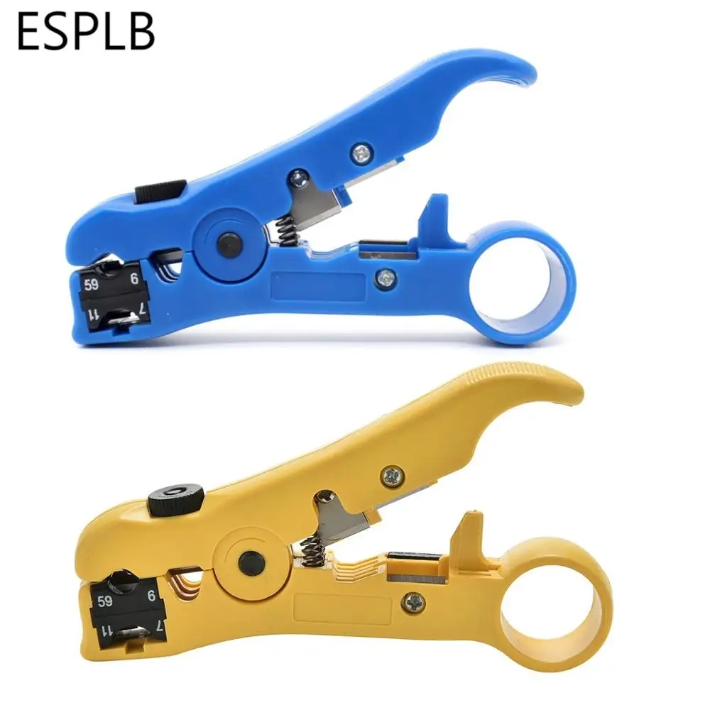 

ESPLB Universal Cutter Stripper Wire Cable for Flat or Round UTP/STP RG59/6/7/11 Wire Coax Coaxial Stripping Tool