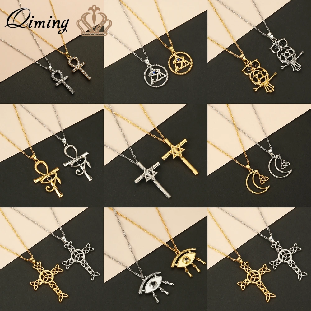 Ожерелье с подвеской Злой Глаз Иисуса Креста для мужчин и женщин амулет Звезда