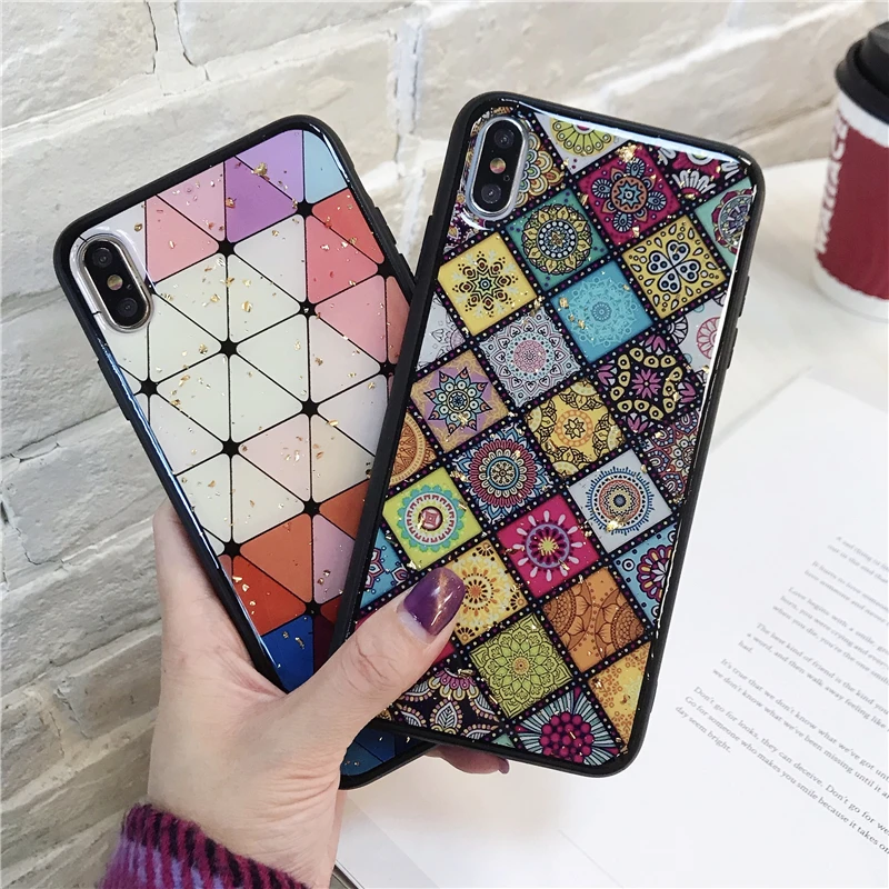 

sparkle bling vintage grid case for iPhone 11 Pro Max Xs Xr X shockproof luxury soft TPU back cover for iPhone 8+ 7 6 6s plus