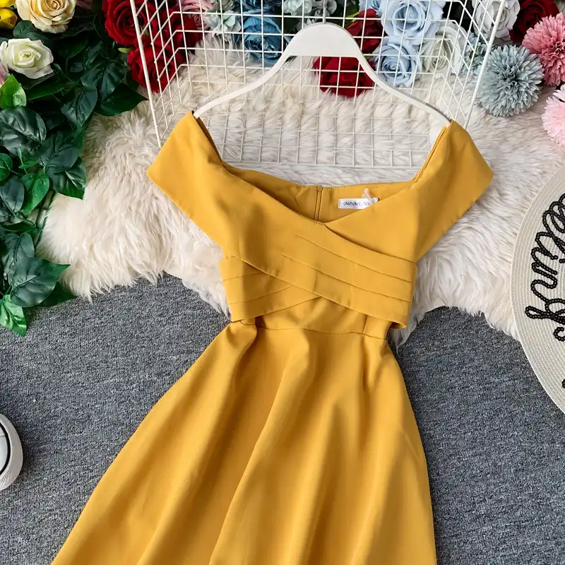Abito Lungo Vintage Vintage Con Volant Sulle Spalle E Spalle Scoperte Vestido De Festa Abito Da Donna Casual Elegante Abito Da Sera Tunica Abiti Abiti Aliexpress