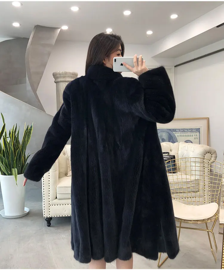Настоящая норковая шуба женская зимняя пальто плюс размер 3xl 4xl Женская Роскошная натуральная норковая верхняя одежда длинная куртка femme пальто