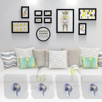 

8pcs White Strong And Seamless Paste Type Hanging Picture Gourd Hole Seamless Trace Frame Hook Clock Cross Stitch Sticky Hook