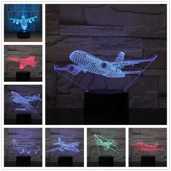 

Kinglight War Plane Fighter-Aircraft 3D Night Lights Table lamp Multi Colors Military Jet Plane with USB Power Decor Gift lamp