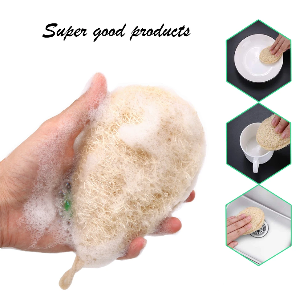 Eco Kitchen Sponge New Pure Handmade Multilayer Natural Loofah Scrubber Anti-oil Dish Cleaning Brush