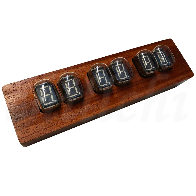 6-Bit IV22 Fluorescent Tube Digital Tube Clock Temperature Dispaly DIY Retro Creative gift Desktop Ornaments Solid Wood Shell 6