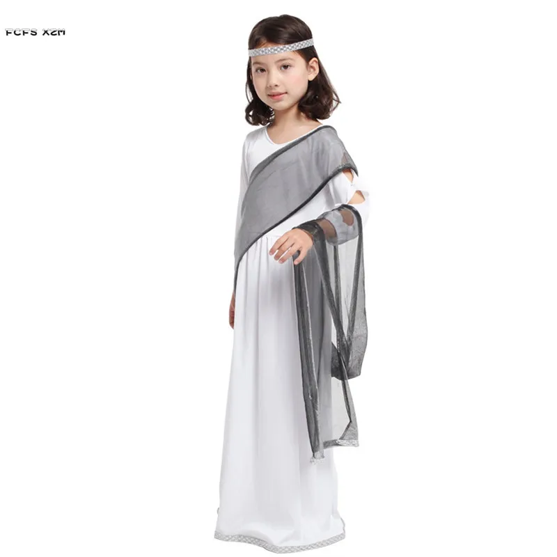 White Girls Halloween Greece Princess Costumes Kids Children Goddess Athena Cosplay Carnival Purim parade Stage play party dress |