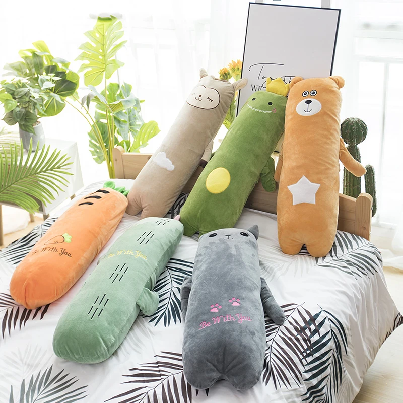 

Cartoon Soft Plush Stuffed Animal Plant Pillow Cute Cactus Carrot Cat Bear Sheep Dinosaur Plush Toys Appease Sleep Long Pillow