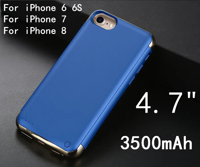 3500/4000mAh зарядное устройство чехол для iPhone 6 6S 7 8 Plus power Bank ультра тонкий внешний резервный аккумулятор покрытие матовая кожа Чехол - Цвет: 4.7inch-Blue