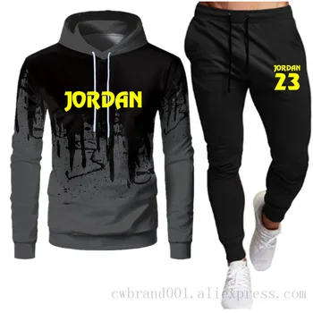 

2 Piece Men's Sportswear Sets 2020 Letter Printing Autumn Hoodies + Pant Male Casual Tracksuit Men Sweatshirt + Sweatpants Set