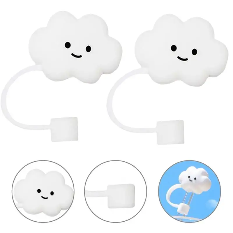 2pcs   Straw Plug Interesting Better Vivid Protector Caps Cloud Shape Straw Tips Cover Daily Supplies for Party