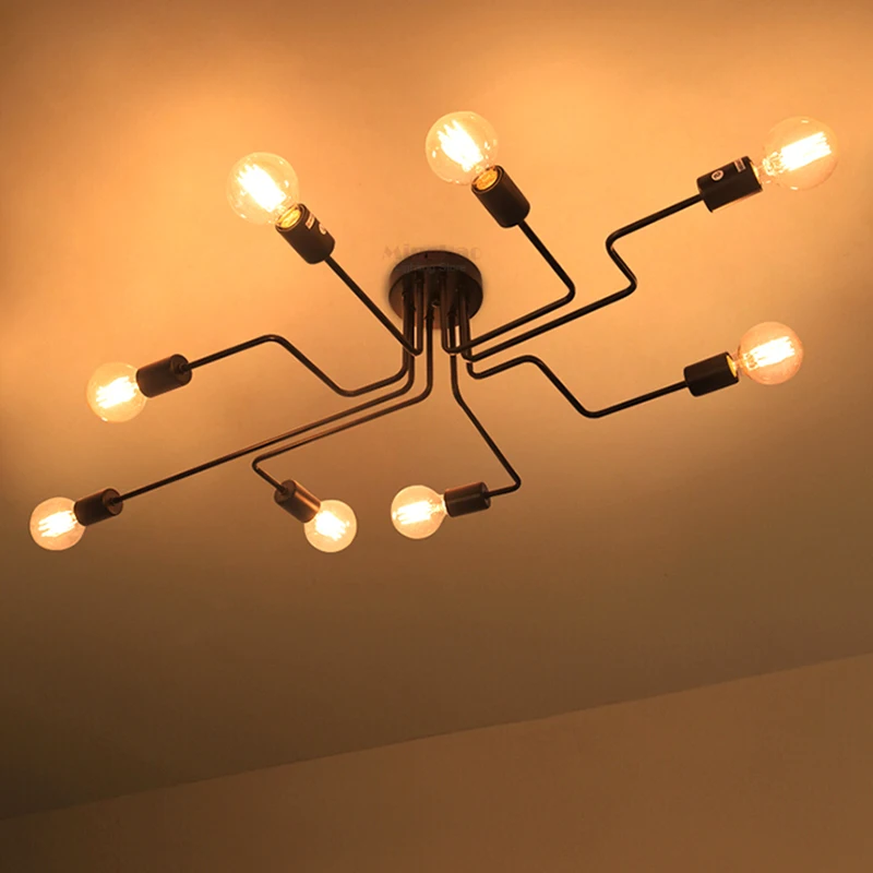 PROD 32797773149 Vintage Ceiling Lights Multiple Rod Wrought Iron
Ceiling Lamp E27 Bulb Living Room Lamparas For Home Lighting Fixtures