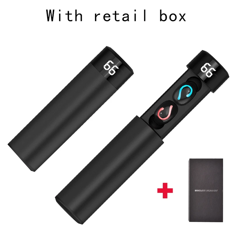 Black2 Q67 TWS HBQ Bluetooth 5.0 Wireless Earphone TWS Sport Headphones Handsfree Earbuds Headset Earbud Earphones Case for phone Q32 - Color: Black2