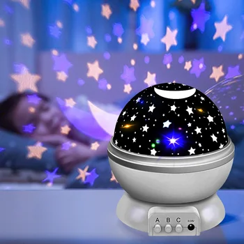 

Star Moon Galaxy LED Projector Light Room Decor Night Lamp Battery/USB Powered Children Bedroom Star Night Lamp