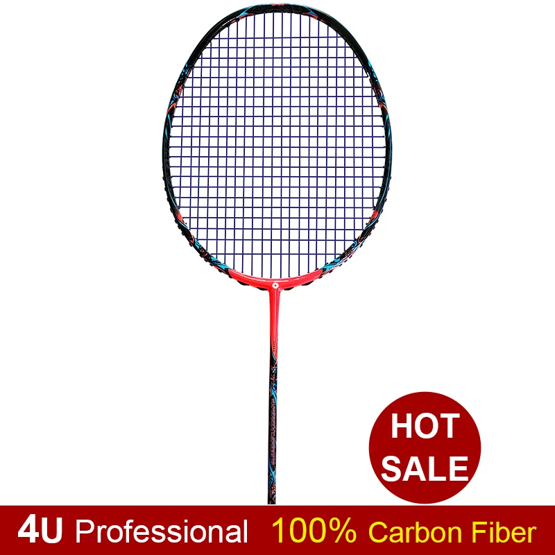 

4U Profenssional Badminton Racket High Quality Lightweight Carbon Fiber Racquet for Offensive with Bag and String grip for Adult