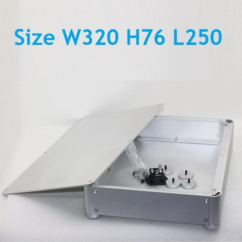 W320 H76 L250 Full Aluminum Power Amplifier Chassis Preamplifier Case Silver DIY Round Corner Box Amp Decoder Shell | Электроника