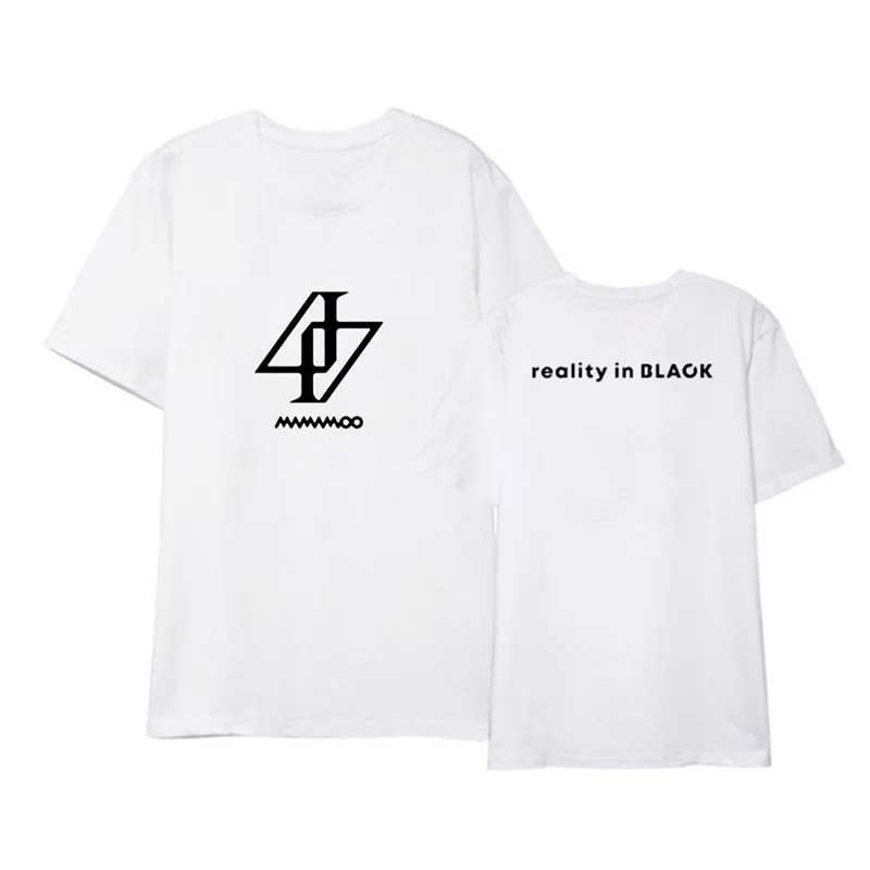 White Kpop MAMAMOO Reality in BLACK Album, футболки в стиле хип-хоп, уличная одежда, свободная одежда, футболка, топы с короткими рукавами, футболка, DX1298 - Цвет: White