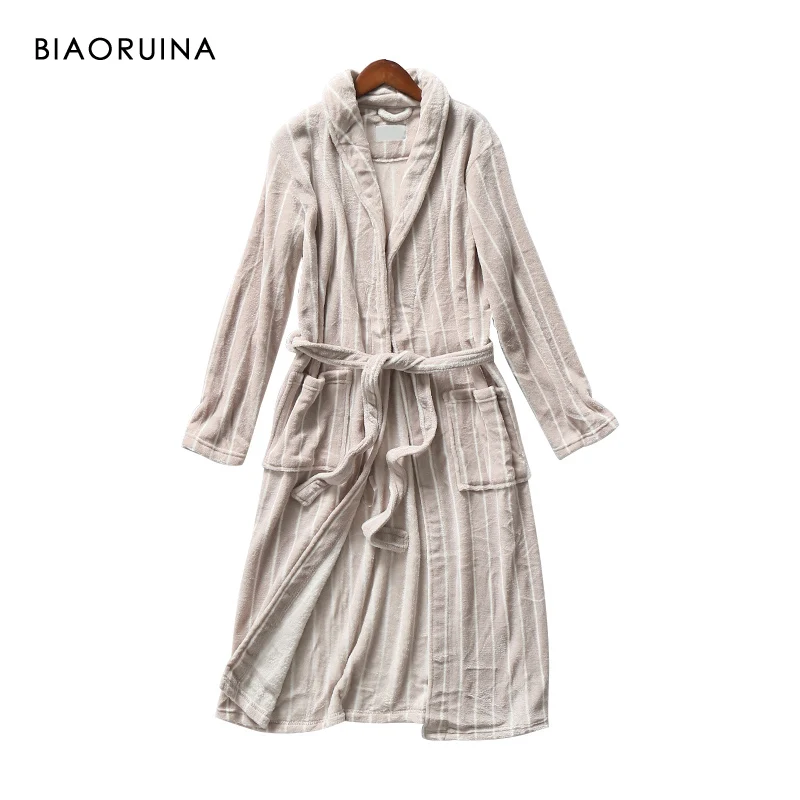 Comprar BIAORUINA Para Mujer Todo fósforo rojo Coral polar sólido batas femeninas casuales calientes para dormir batas gruesas para mujer batas de todos los días