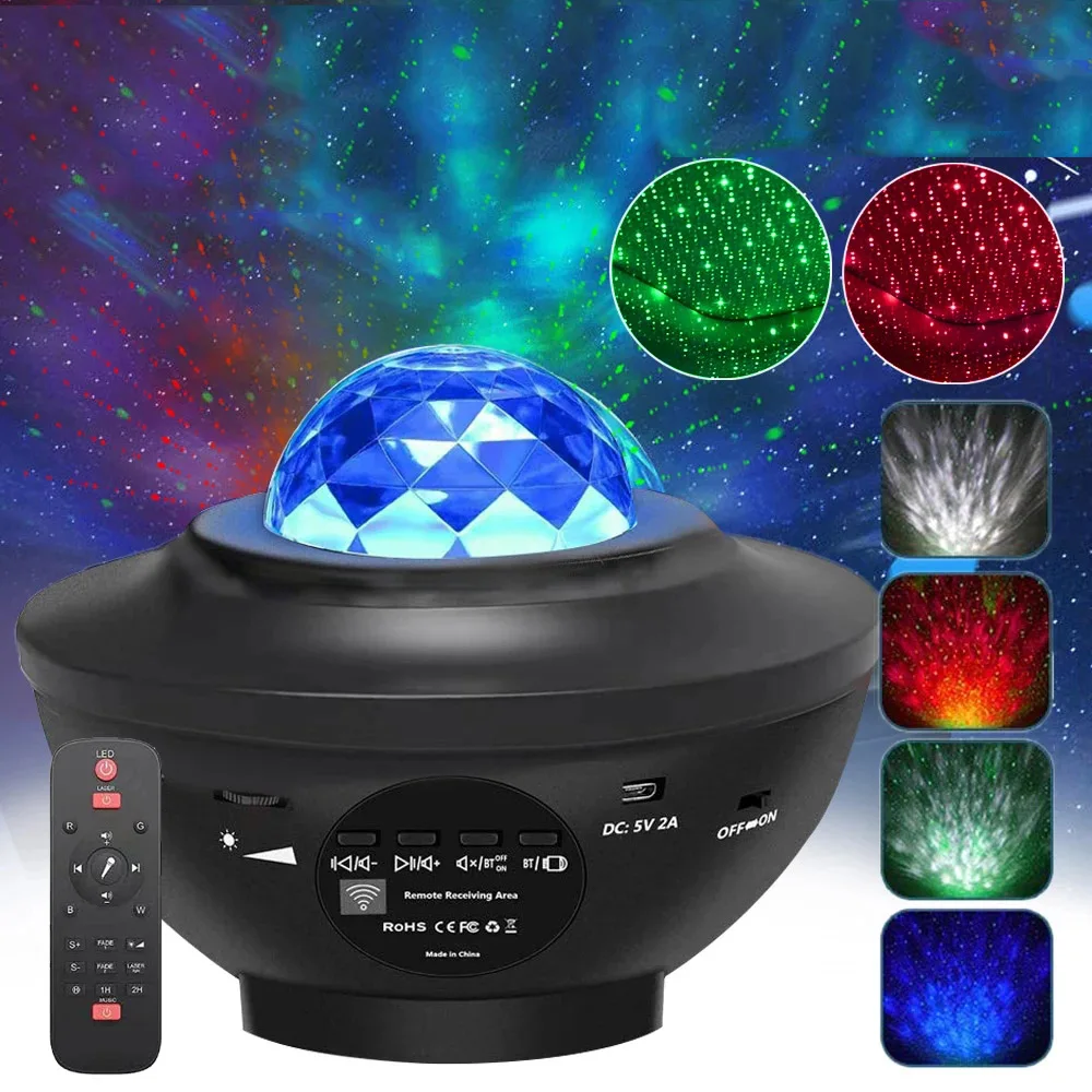 USB Music Speaker Starry Sky Night Light Projector Christmas Starlight Projector Galaxy Nova Night Lamp for The Bedroom