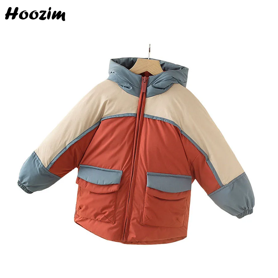 

2019 White Duck Down Jacket For Boys 2-8 Years Fashion Black Hooded Outerwear Children Casual Winter Colorblock Coat For Girls