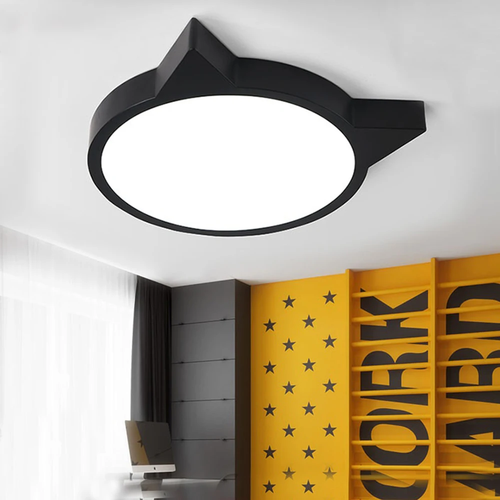 led cartoon cat ceiling lights Modern Lamp kitchen Lighting Fixture Bedroom Down Light Surface Mounted Ultra-thin personality - Цвет корпуса: Черный
