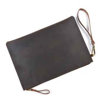 

Leather Business Document Pack Briefcase Folder Large Capacity Zipper Bag