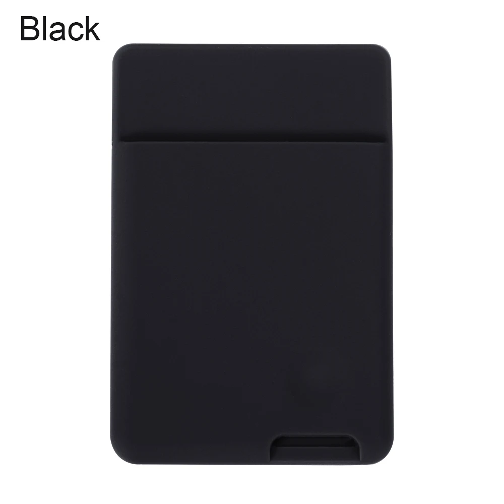 black 1 шт., универсальный самоклеящийся чехол-кошелек для телефона, держатель для карт, силиконовый карман для мобильного телефона, наклейка, чехлы для карт - Цвет: black