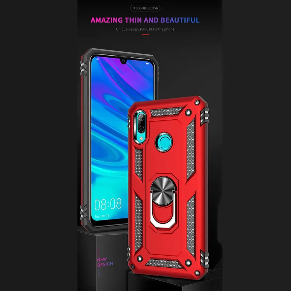Роскошный армированный чехол с металлическим кольцом для huawei P30 Pro P Smart, противоударный чехол для huawei P30 Lite Honor 10, мягкий чехол