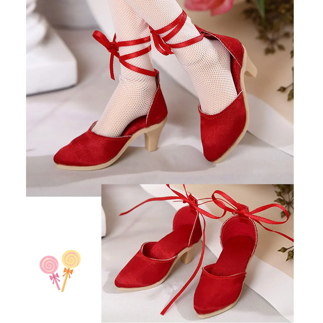 

MODIKERBJD Red High-heeled Shoes for 1/4 BJD Dolls - Red