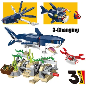 

Fit Legoing Creator 31009 3-in-1 Ocean Creatures Technic Swim Deep Sea Shark Building Blocks Model Kids Toys For Children Gifts