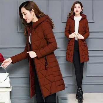 

Autumn and winter thickened down jacket solid color wool collar down jacket for women's medium long slim down jacket