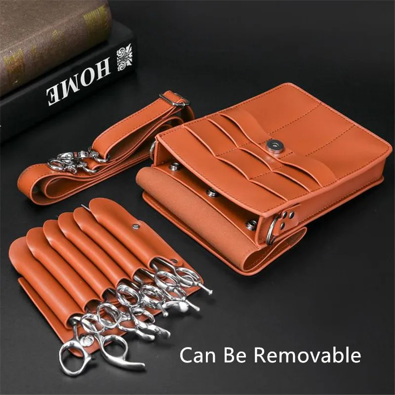 Leather Hair Scissor Bag Waist Bag Clips Hairdressing Barber Scissor Holster Pouch Holder Case With Waist Belt