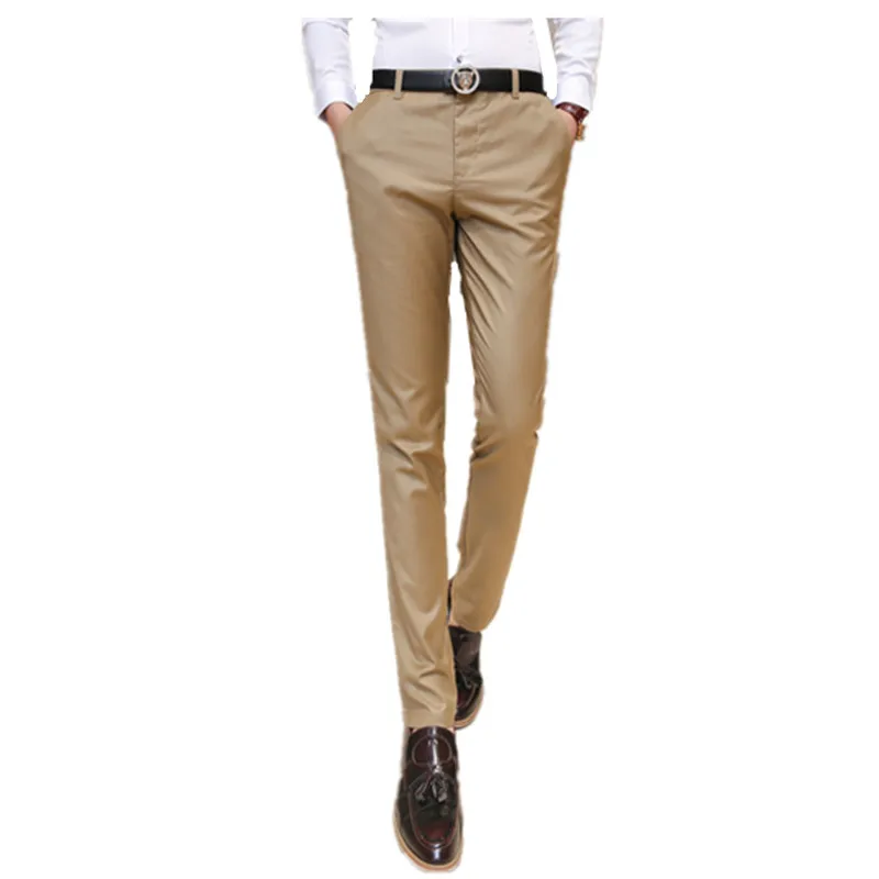 

2019 New slim fit spring Summer Business men formal suit pants wedding bridegroom trousers Men's Solid color quality trousers