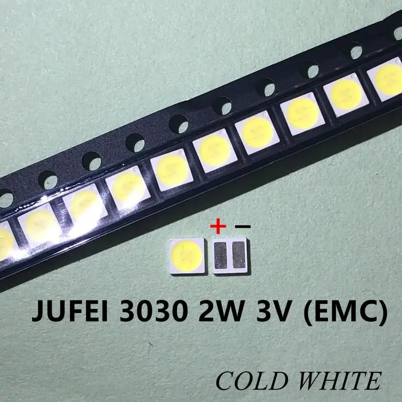 ตัวเลือกสินค้า 100 ชิ้น LED 3030 ชิปคู่ 1W-2W สีขาว สำหรับจอภาพ
