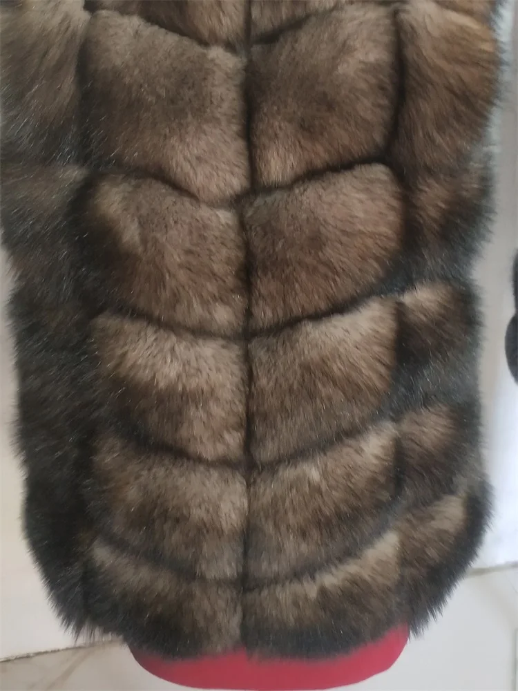 BEIZIRU real Fur Fox Vest Short Waistcoat woman natural winter warm Real Natural fox Fur Vest sleeveless silver fox vest - Цвет: lmitation sable