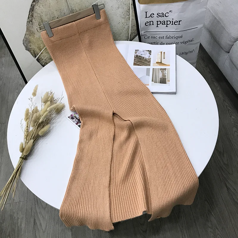 

Stock WOMEN'S Dress Processing Korean-style Solid Color Versatile High-waisted Long Skirts Straight-Cut Slit Skirt Women's 11.15